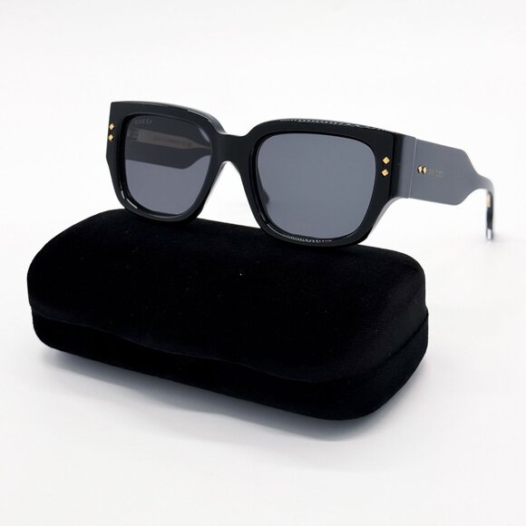 NEW GUCCI GG1261S 001 SUNGLASSES UNISEX BLACK/GRAY EYEWEAR - Picture 1 of 11